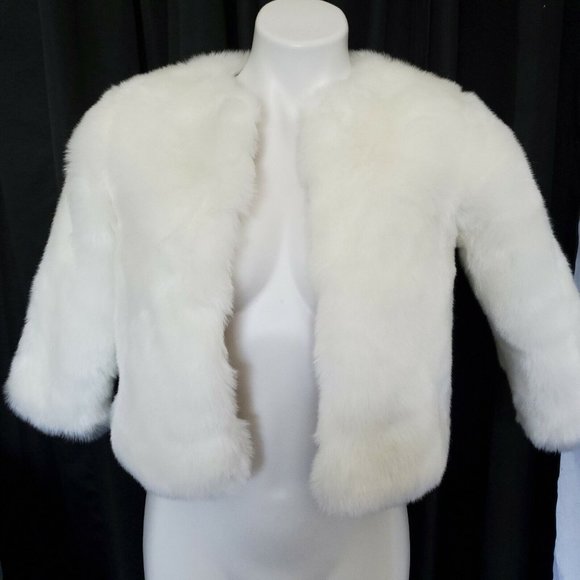 Brand Fur Jackets & Blazers - COPY - Wedding Coat White Faux Fur Waist‎ Length Lined With I love You Fabric S…